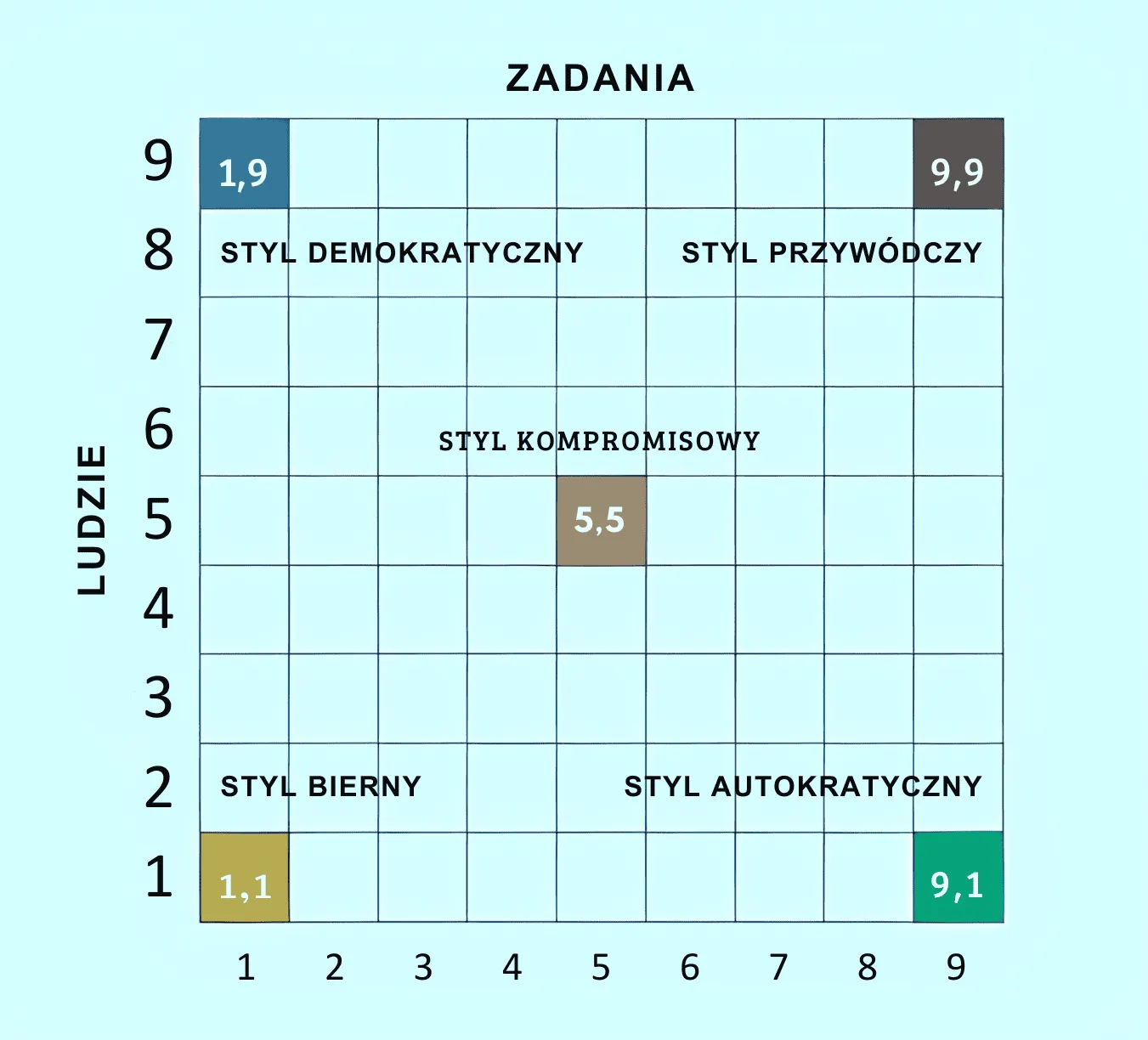 siatka stylów kierowania w zarządzaniu firmą